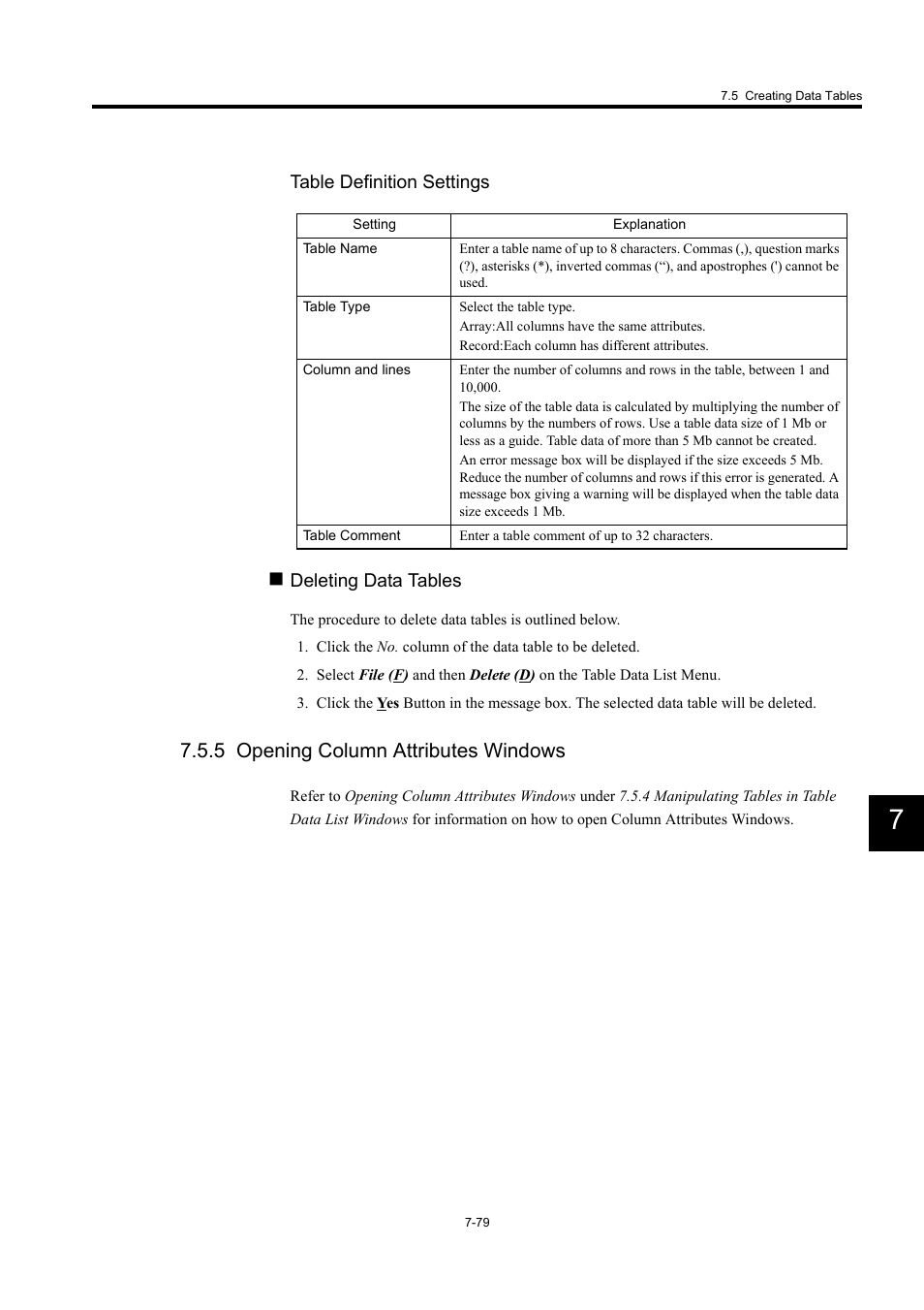 5 opening column attributes windows | Yaskawa MP900 Series Machine Controller for Standard Operation User Manual | Page 446 / 509