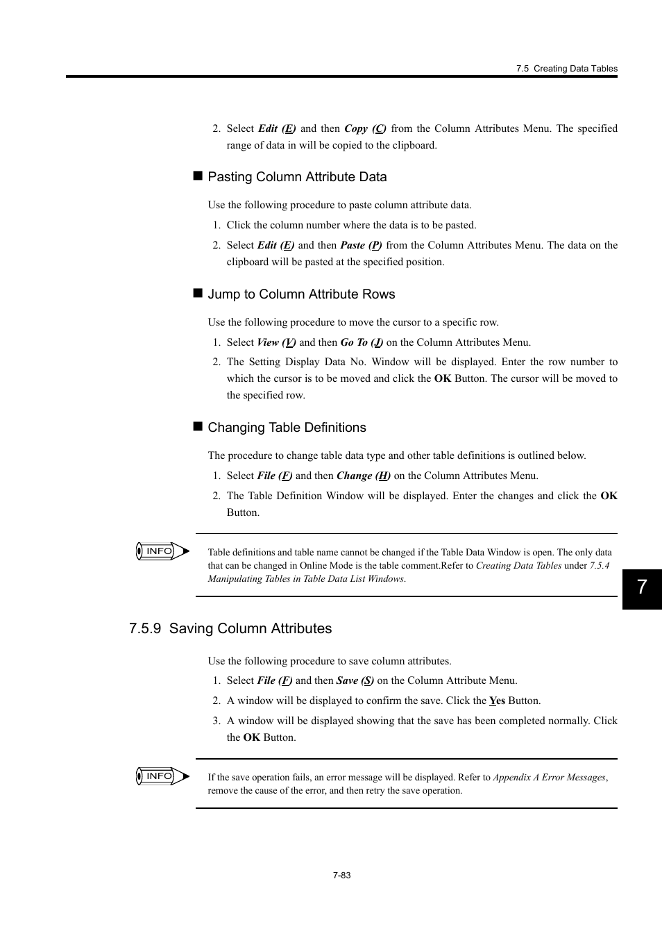 9 saving column attributes | Yaskawa MP900 Series Machine Controller for Standard Operation User Manual | Page 450 / 509