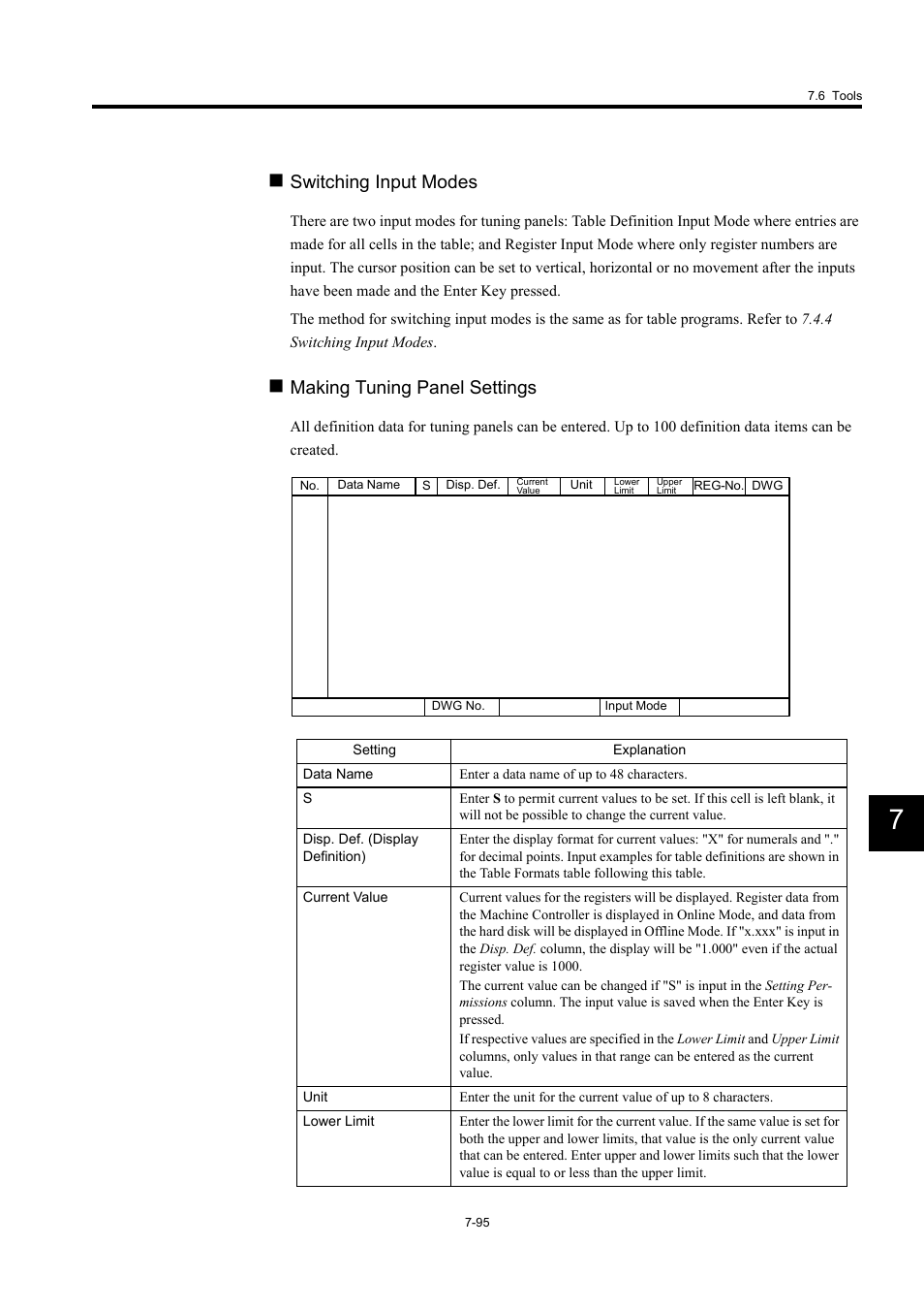 Switching input modes, Making tuning panel settings | Yaskawa MP900 Series Machine Controller for Standard Operation User Manual | Page 462 / 509