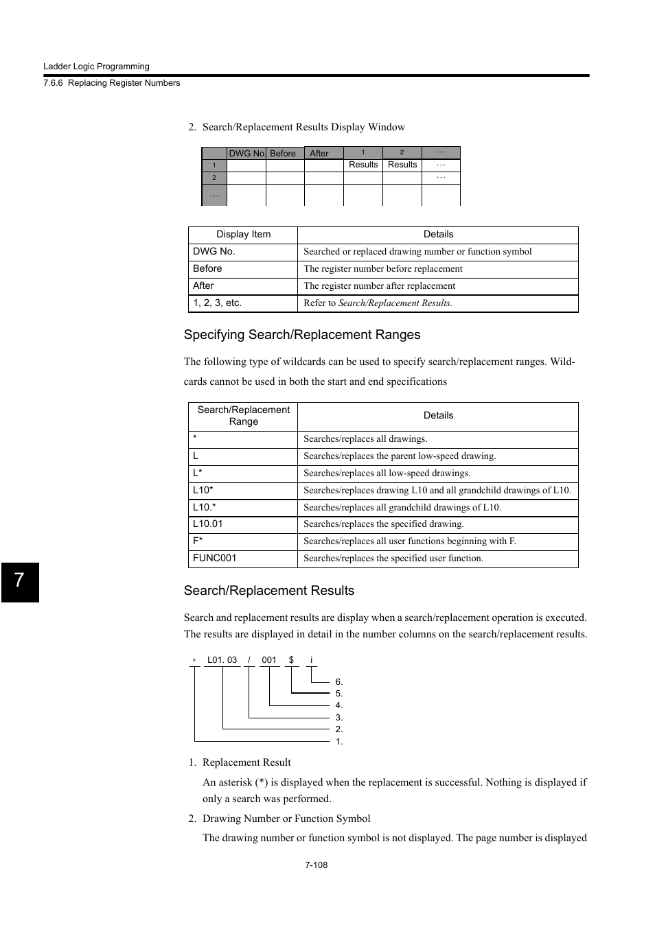 Specifying search/replacement ranges, Search/replacement results | Yaskawa MP900 Series Machine Controller for Standard Operation User Manual | Page 475 / 509