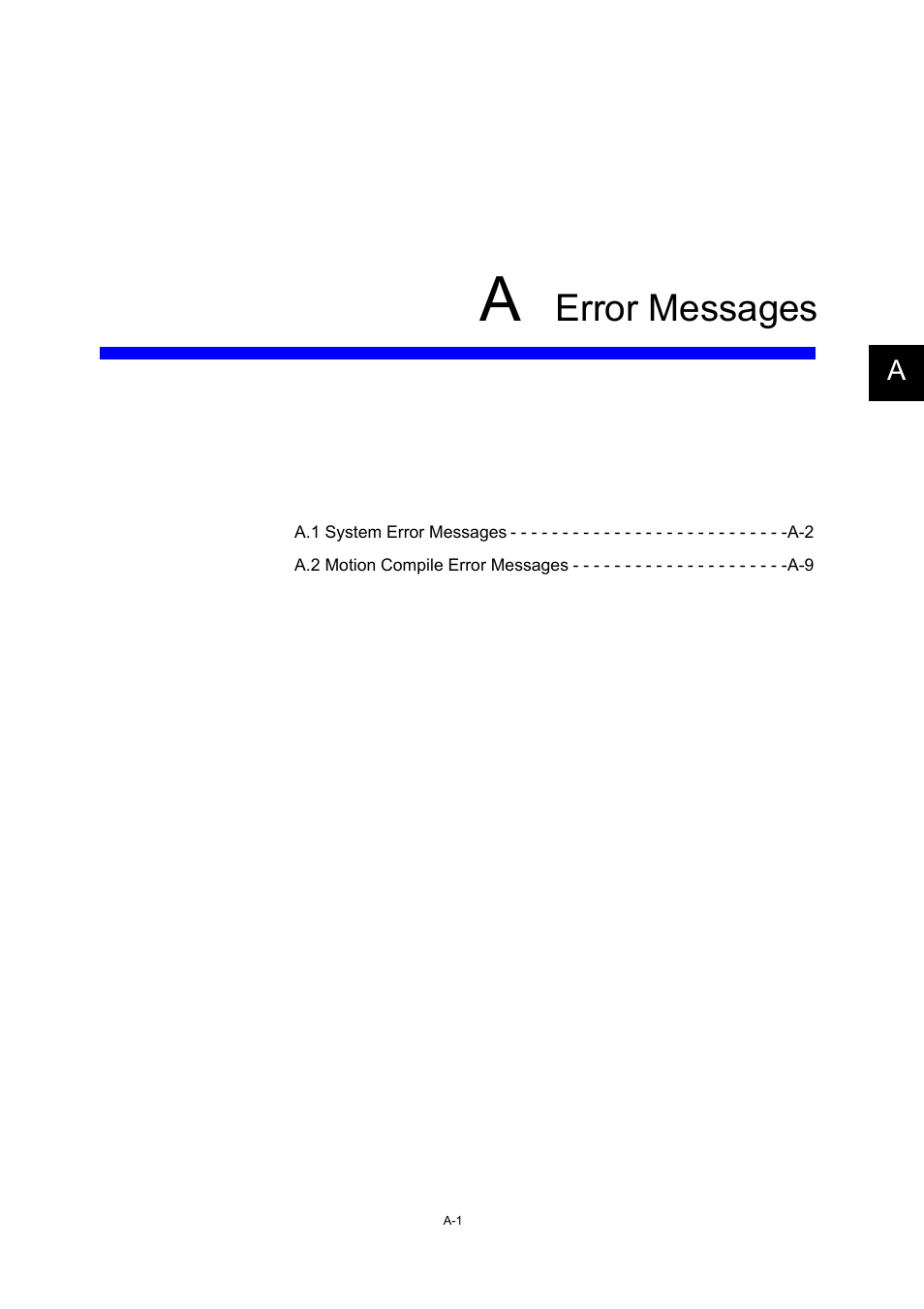 A error messages, Error messages | Yaskawa MP900 Series Machine Controller for Standard Operation User Manual | Page 477 / 509