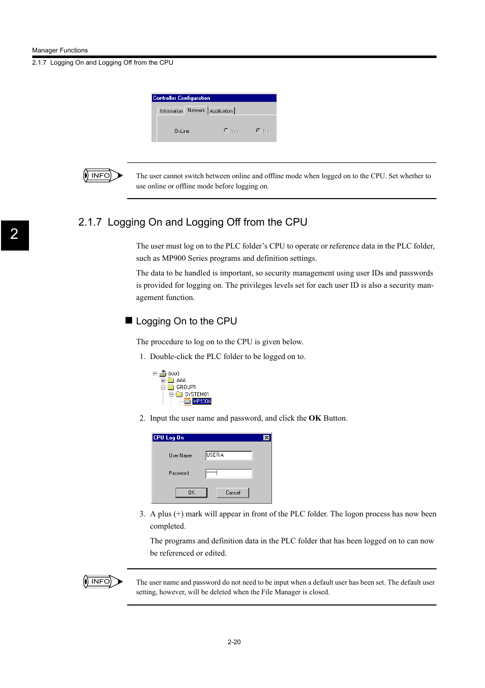 7 logging on and logging off from the cpu | Yaskawa MP900 Series Machine Controller for Standard Operation User Manual | Page 53 / 509