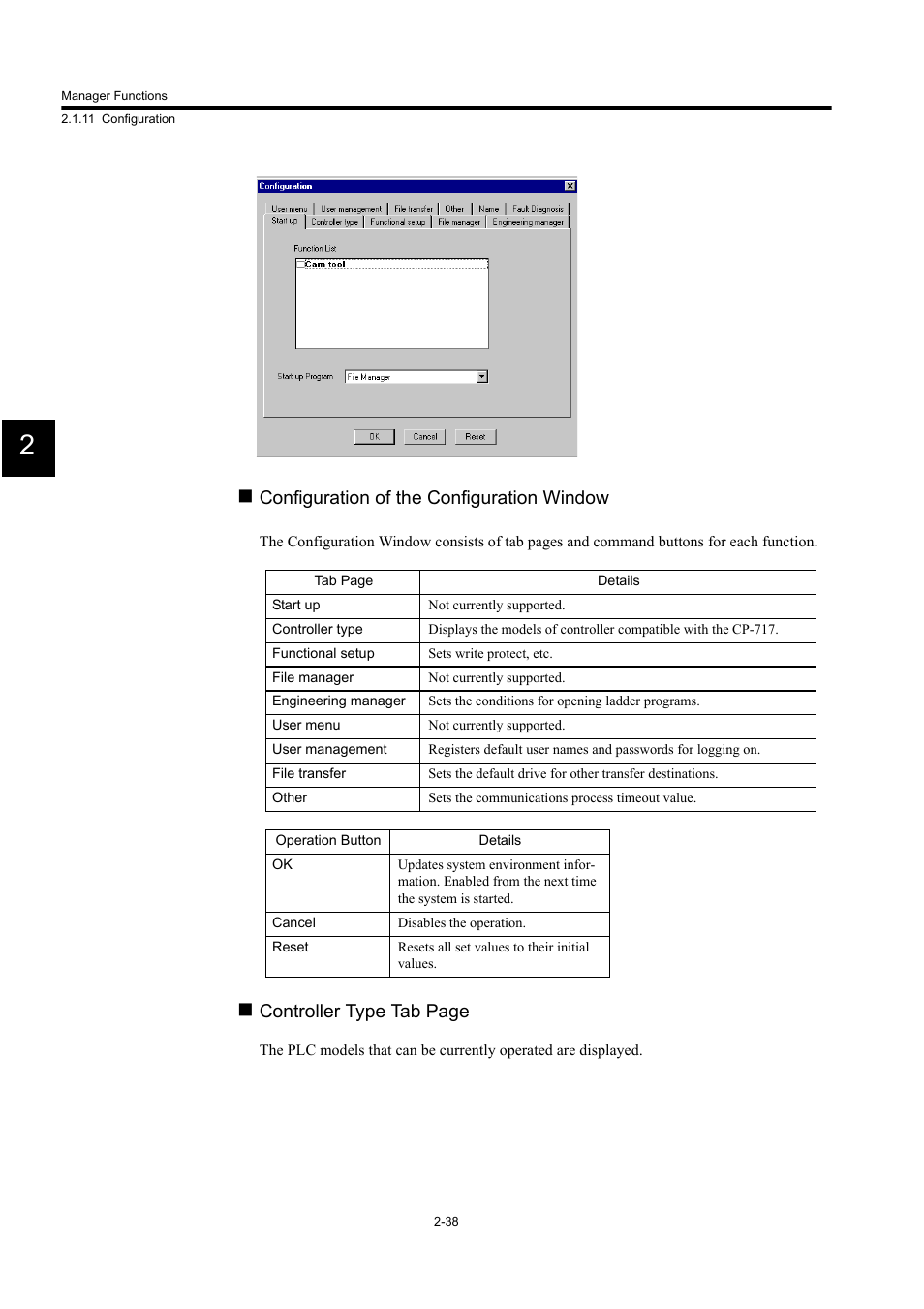 Configuration of the configuration window, Controller type tab page | Yaskawa MP900 Series Machine Controller for Standard Operation User Manual | Page 71 / 509