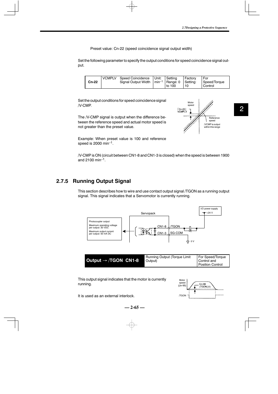 5 running output signal, Output → /tgon cn1-8 | Yaskawa Sigma Mini User Manual | Page 109 / 282