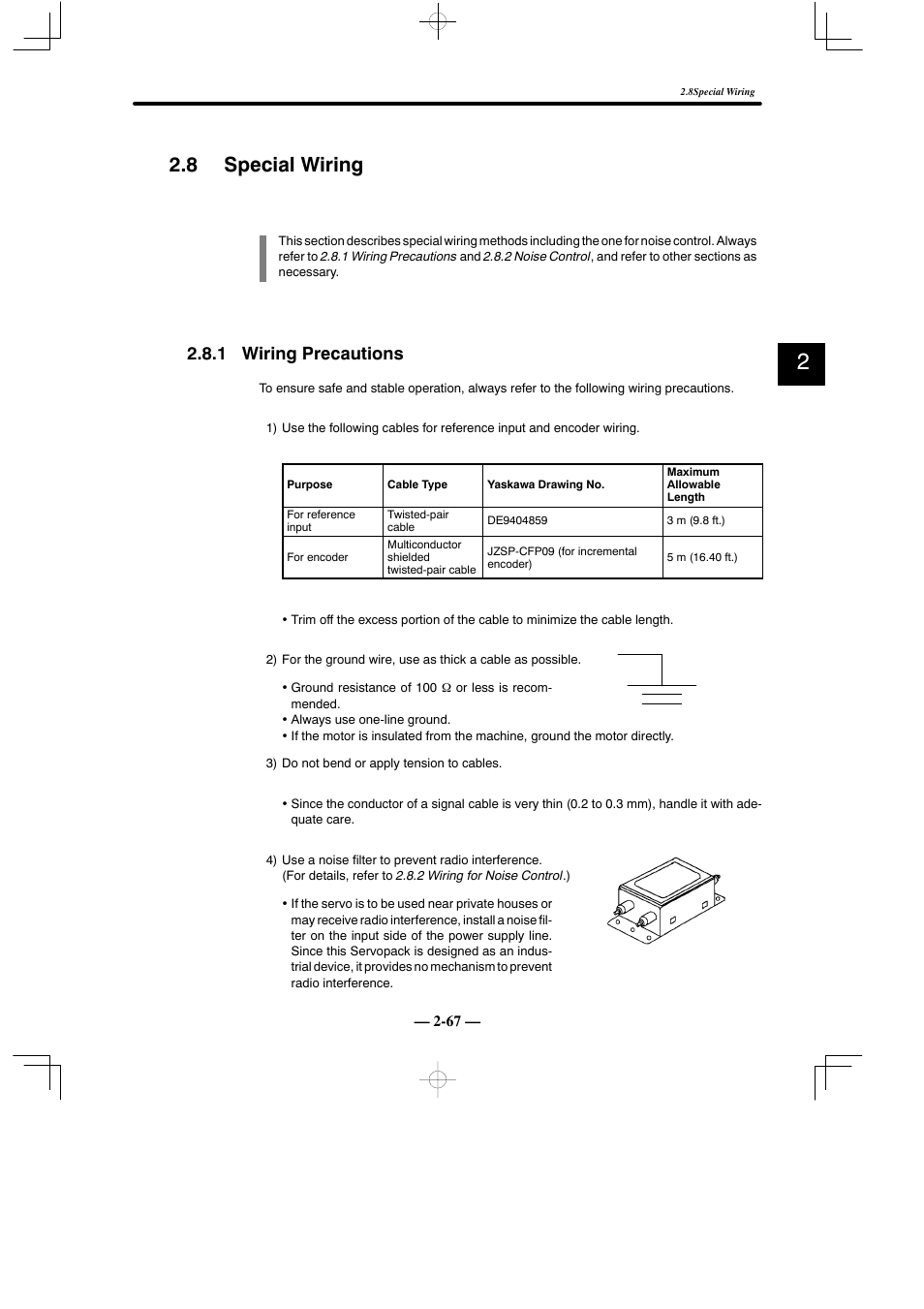 8 special wiring, 1 wiring precautions | Yaskawa Sigma Mini User Manual | Page 111 / 282