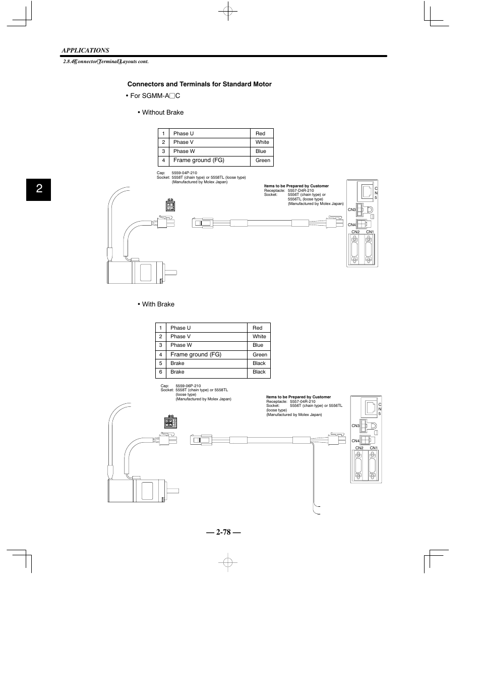 Applications, With brake | Yaskawa Sigma Mini User Manual | Page 122 / 282