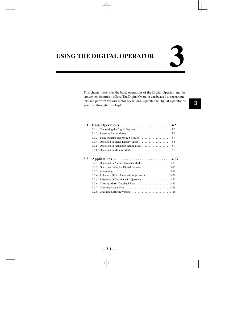 Chapter3 using the digital operator, Using the digital operator | Yaskawa Sigma Mini User Manual | Page 125 / 282