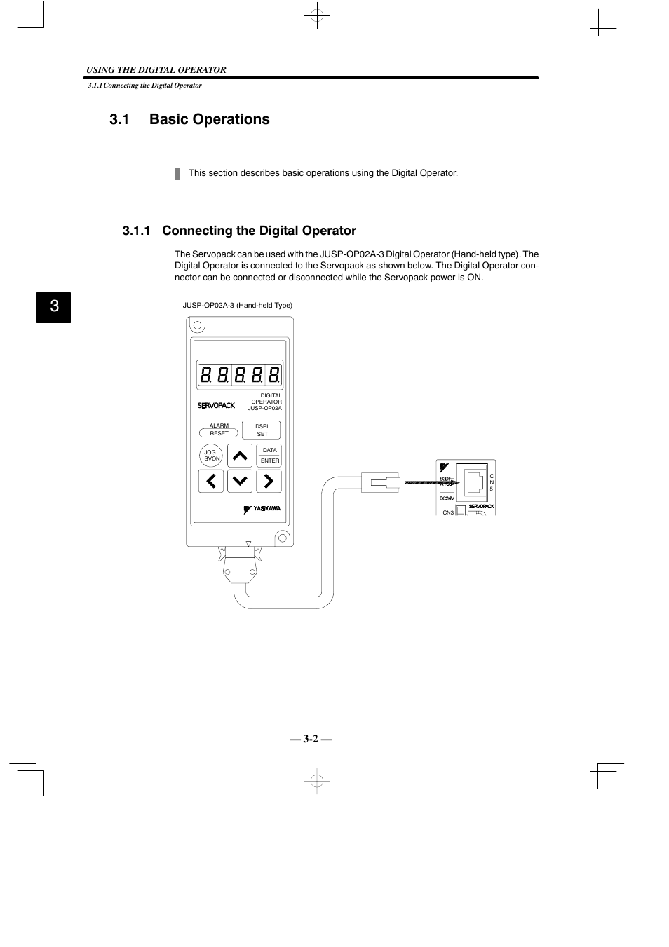 1 basic operations, 1 connecting the digital operator | Yaskawa Sigma Mini User Manual | Page 126 / 282