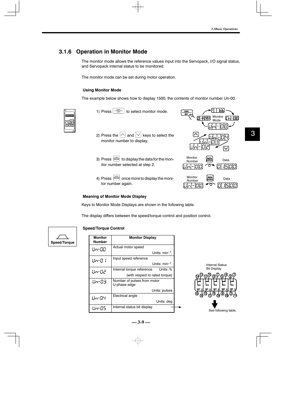 6 operation in monitor mode | Yaskawa Sigma Mini User Manual | Page 133 / 282