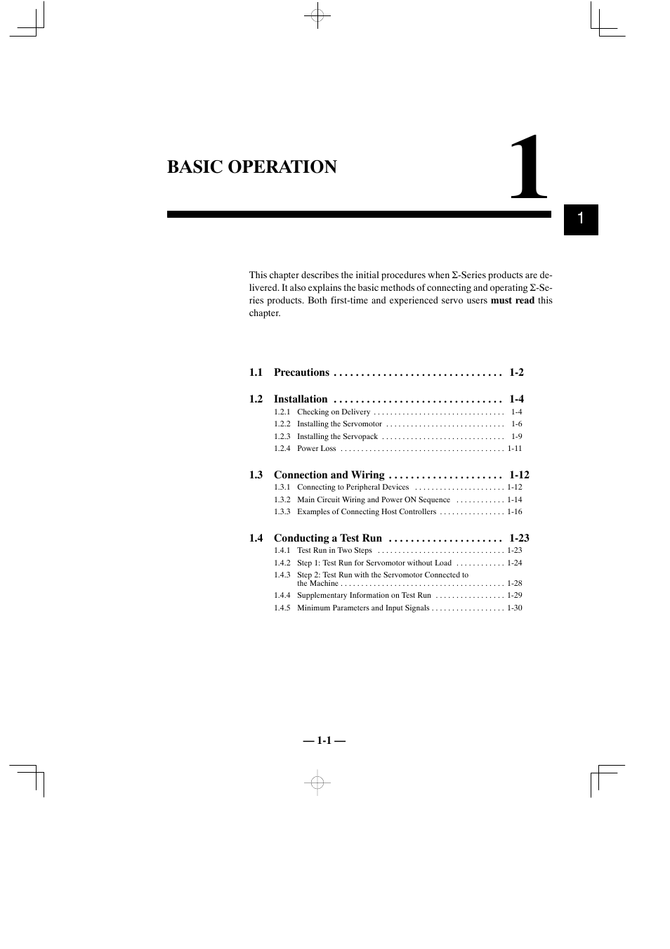 Chapter1 basic operation, Basic operation | Yaskawa Sigma Mini User Manual | Page 14 / 282