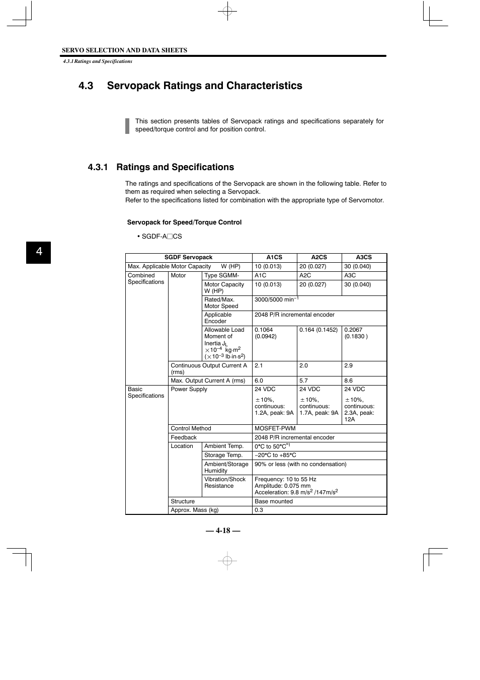 3 servopack ratings and characteristics, 1 ratings and specifications | Yaskawa Sigma Mini User Manual | Page 168 / 282