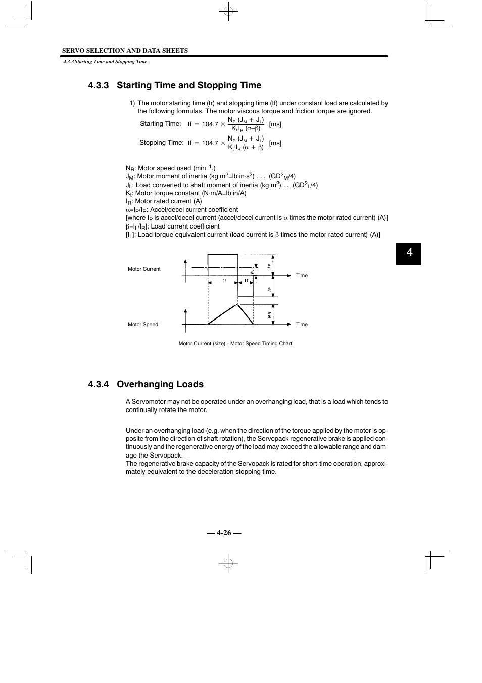 3 starting time and stopping time, 4 overhanging loads | Yaskawa Sigma Mini User Manual | Page 176 / 282