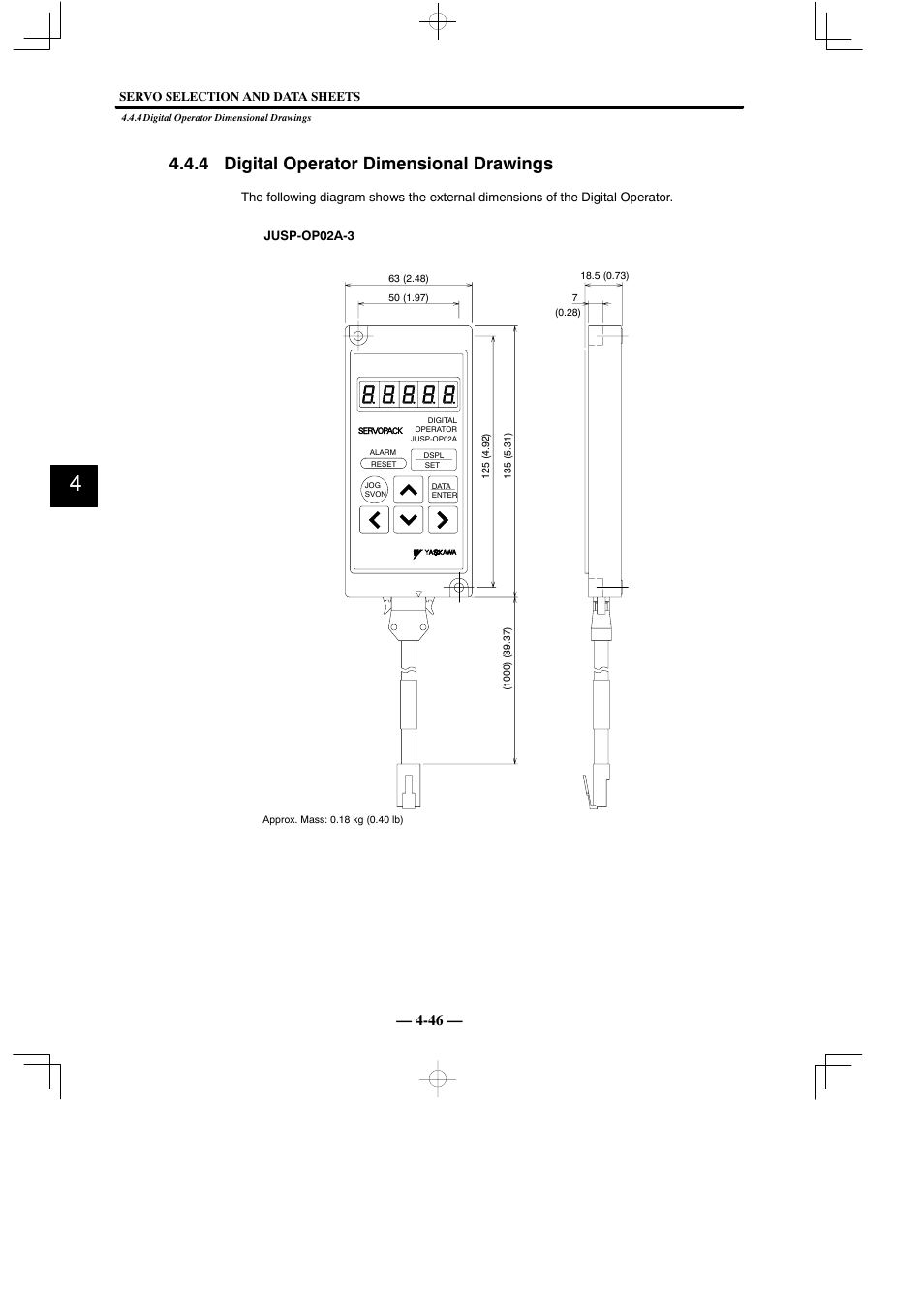 4 digital operator dimensional drawings | Yaskawa Sigma Mini User Manual | Page 196 / 282