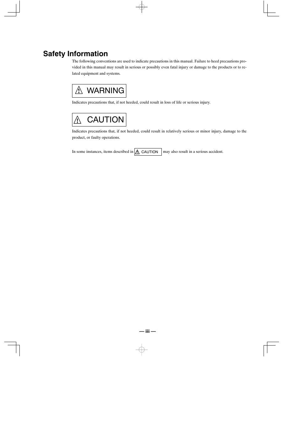 Caution, Warning, Safety information | Yaskawa Sigma Mini User Manual | Page 2 / 282