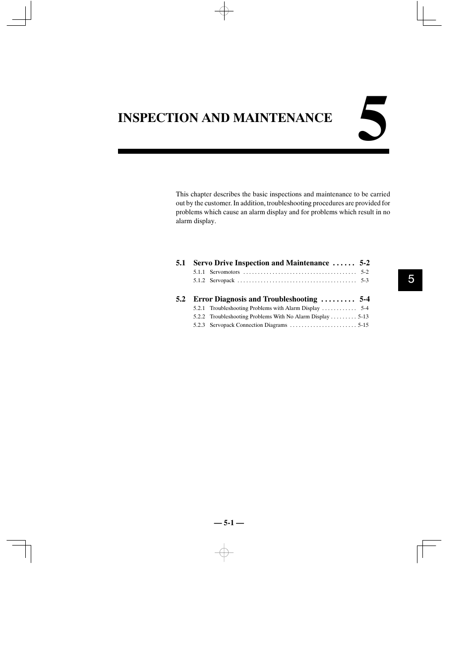 Chapter5 inspection and maintenance, Inspection and maintenance | Yaskawa Sigma Mini User Manual | Page 221 / 282