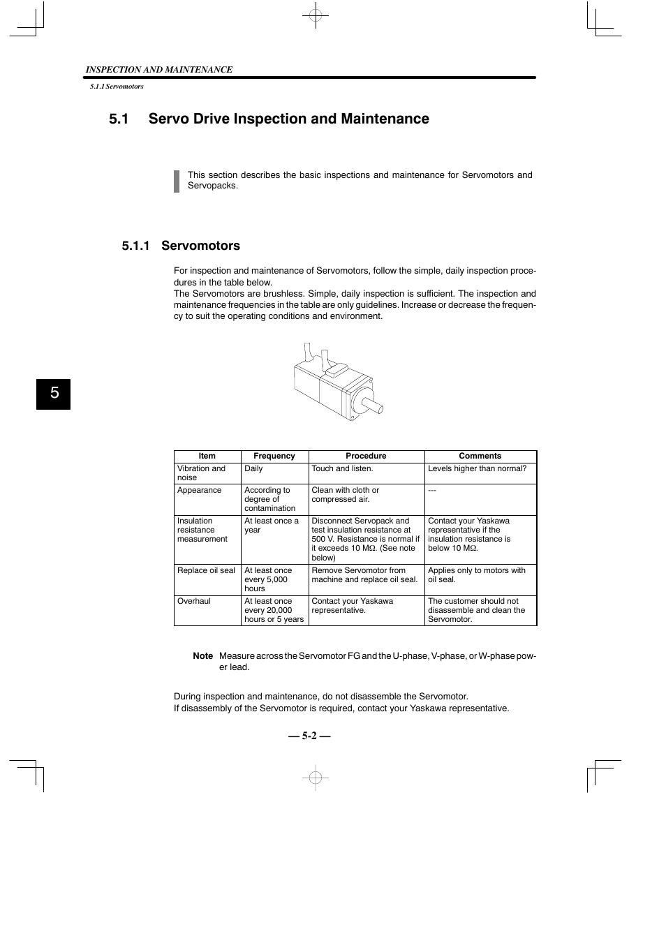 1 servo drive inspection and maintenance, 1 servomotors | Yaskawa Sigma Mini User Manual | Page 222 / 282