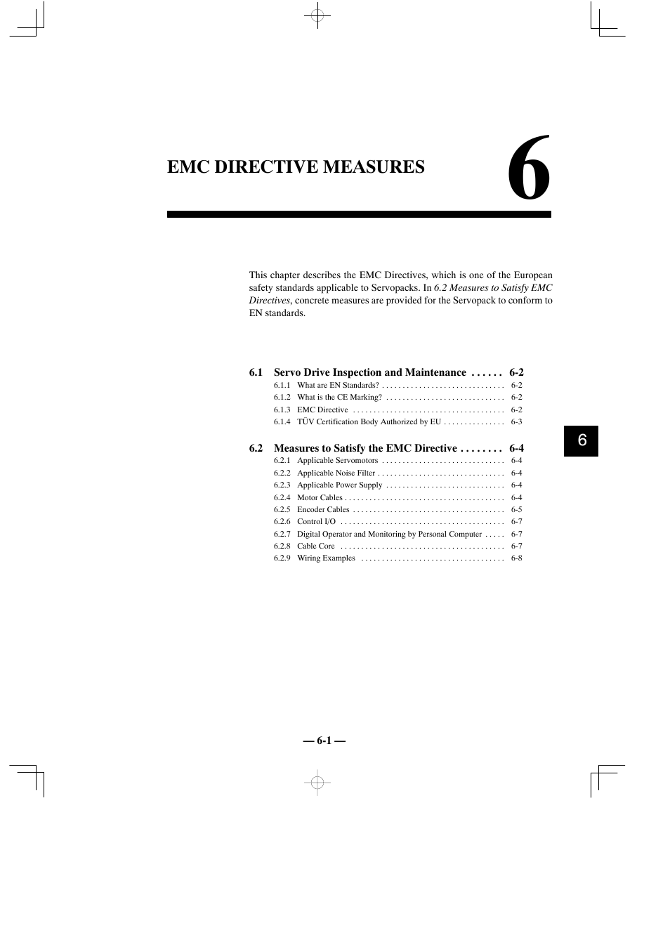 Chapter6 emc directive measures, Emc directive measures | Yaskawa Sigma Mini User Manual | Page 239 / 282
