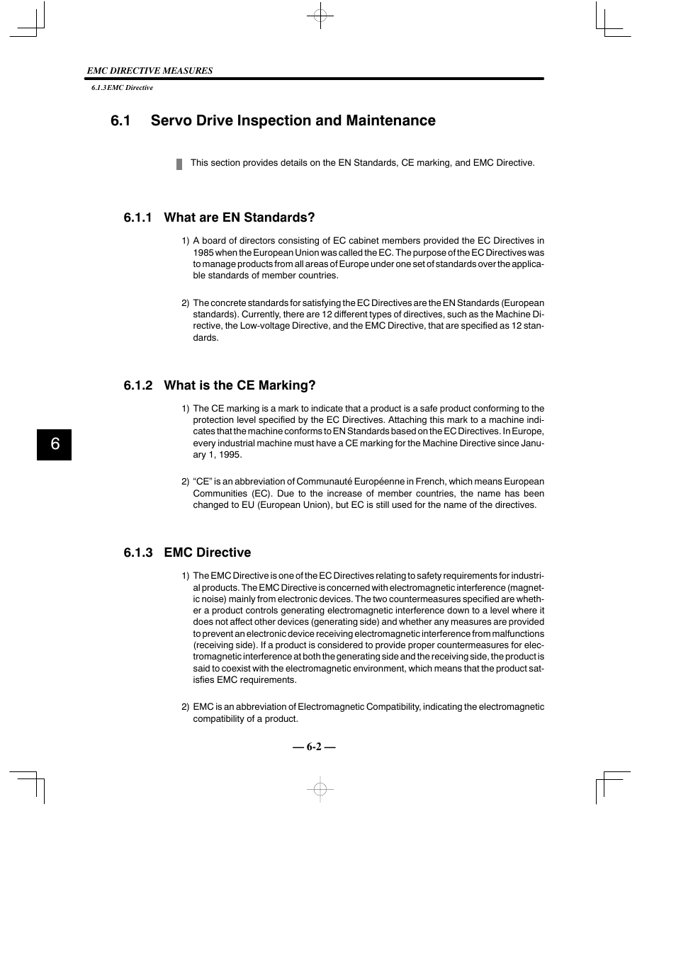 1 servo drive inspection and maintenance, 1 what are en standards, 2 what is the ce marking | 3 emc directive | Yaskawa Sigma Mini User Manual | Page 240 / 282