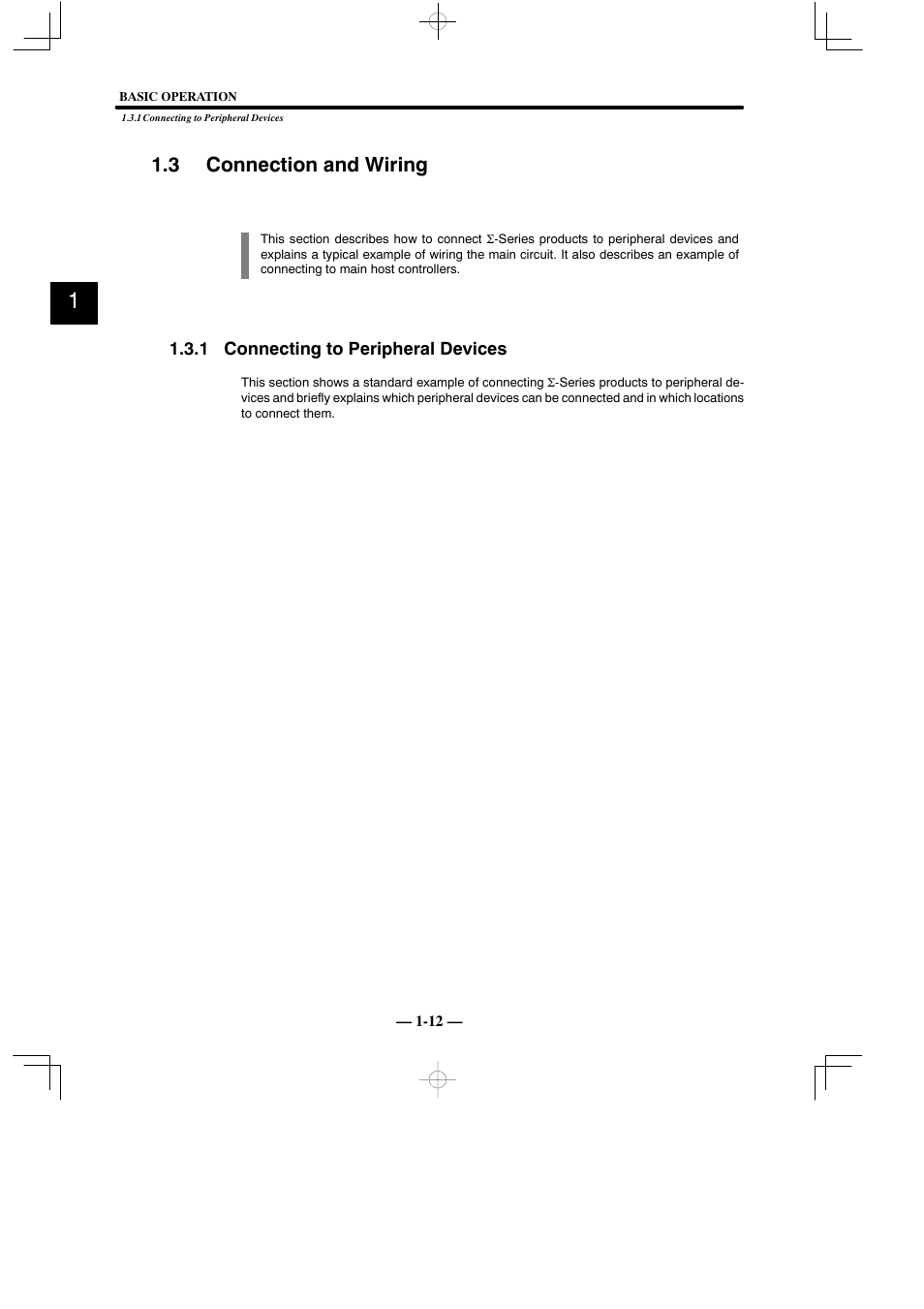 3 connection and wiring, 1 connecting to peripheral devices | Yaskawa Sigma Mini User Manual | Page 25 / 282