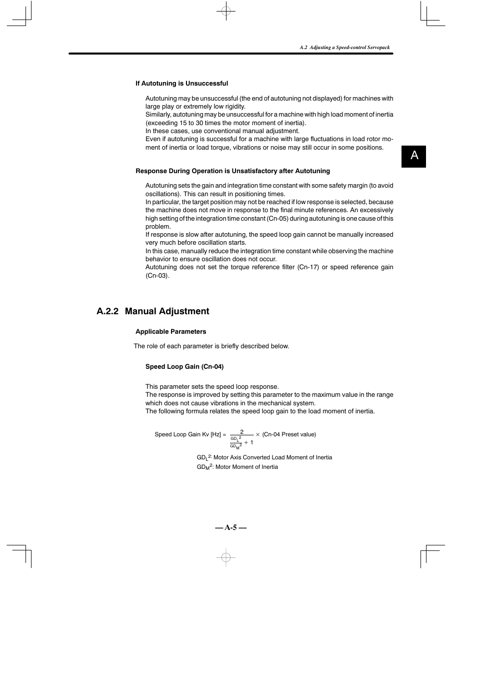 A.2.2 manual adjustment | Yaskawa Sigma Mini User Manual | Page 251 / 282