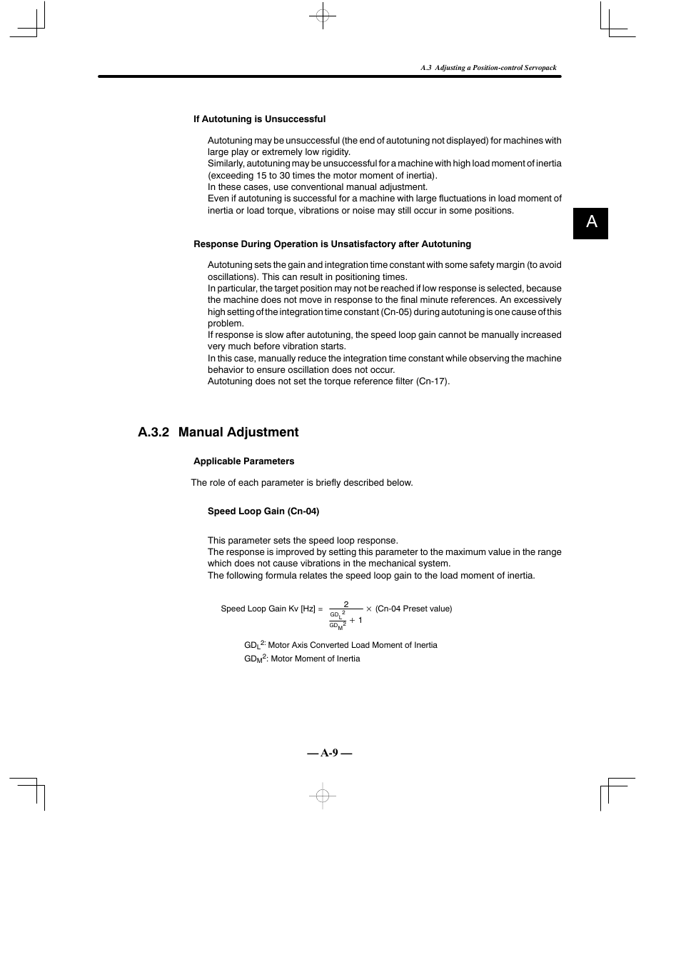 A.3.2 manual adjustment | Yaskawa Sigma Mini User Manual | Page 255 / 282