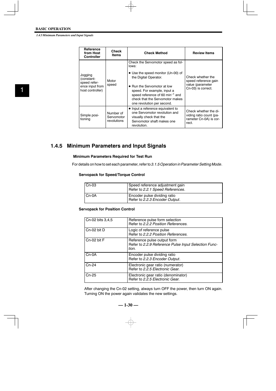 5 minimum parameters and input signals | Yaskawa Sigma Mini User Manual | Page 43 / 282