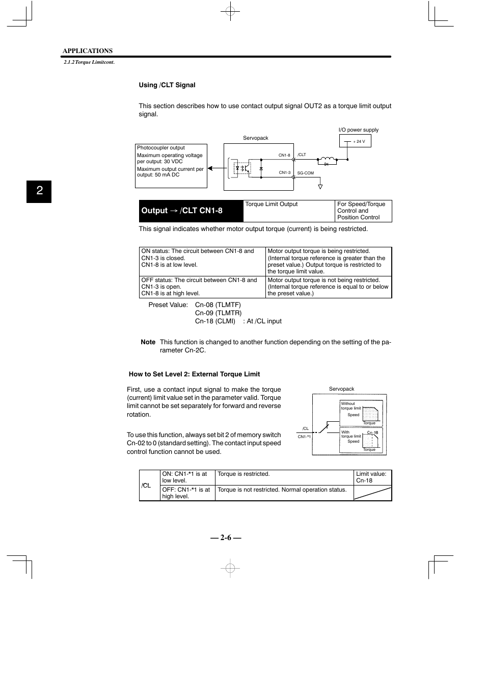 Output → /clt cn1-8 | Yaskawa Sigma Mini User Manual | Page 50 / 282