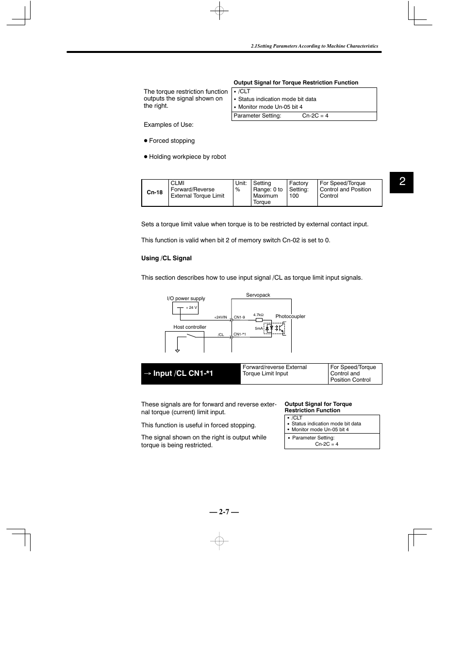 Input /cl cn1-*1 | Yaskawa Sigma Mini User Manual | Page 51 / 282