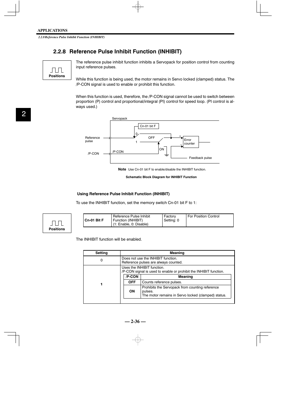 8 reference pulse inhibit function (inhibit) | Yaskawa Sigma Mini User Manual | Page 80 / 282