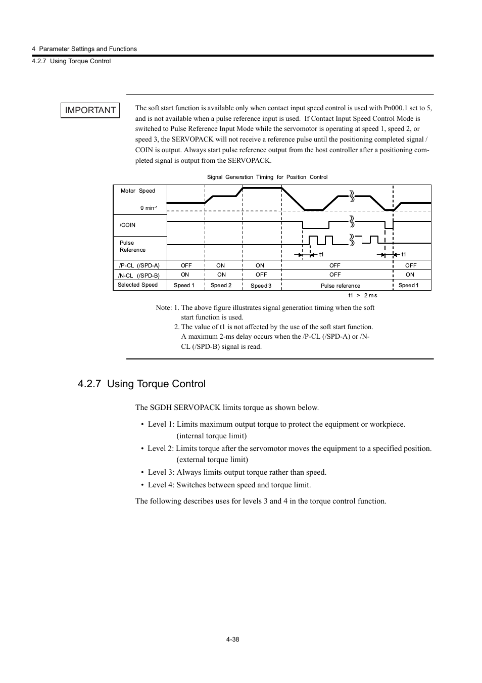 7 using torque control, Important | Yaskawa Large Capacity Sigma II Series User Manual | Page 114 / 405