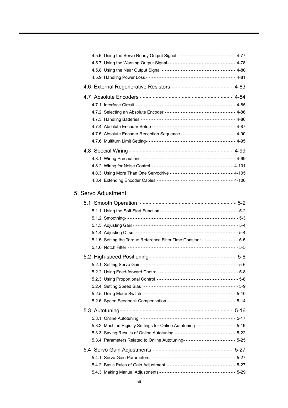 5 servo adjustment | Yaskawa Large Capacity Sigma II Series User Manual | Page 12 / 405
