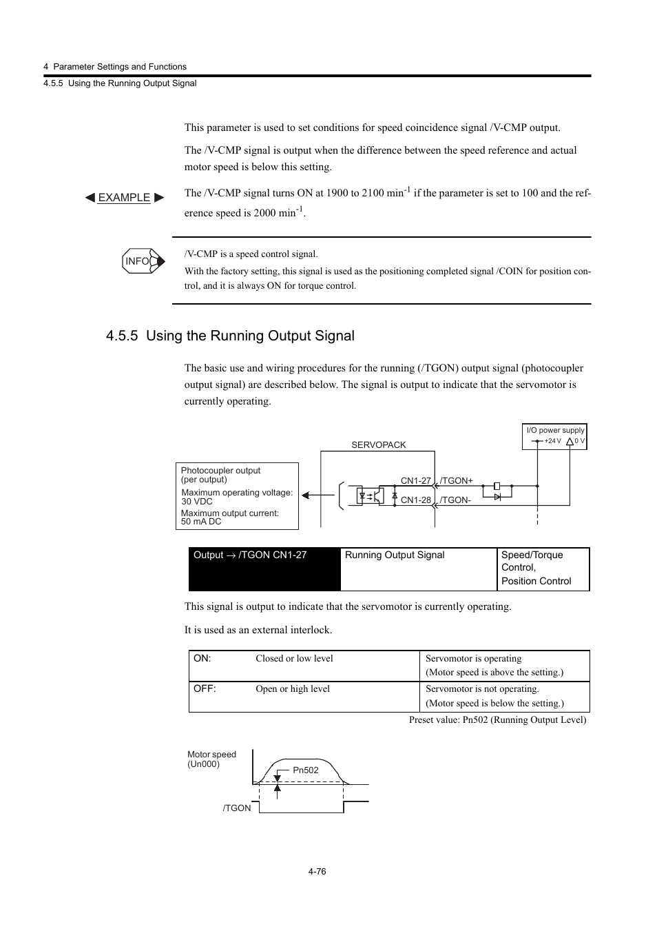 5 using the running output signal | Yaskawa Large Capacity Sigma II Series User Manual | Page 152 / 405