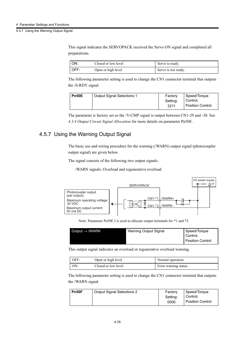 7 using the warning output signal | Yaskawa Large Capacity Sigma II Series User Manual | Page 154 / 405