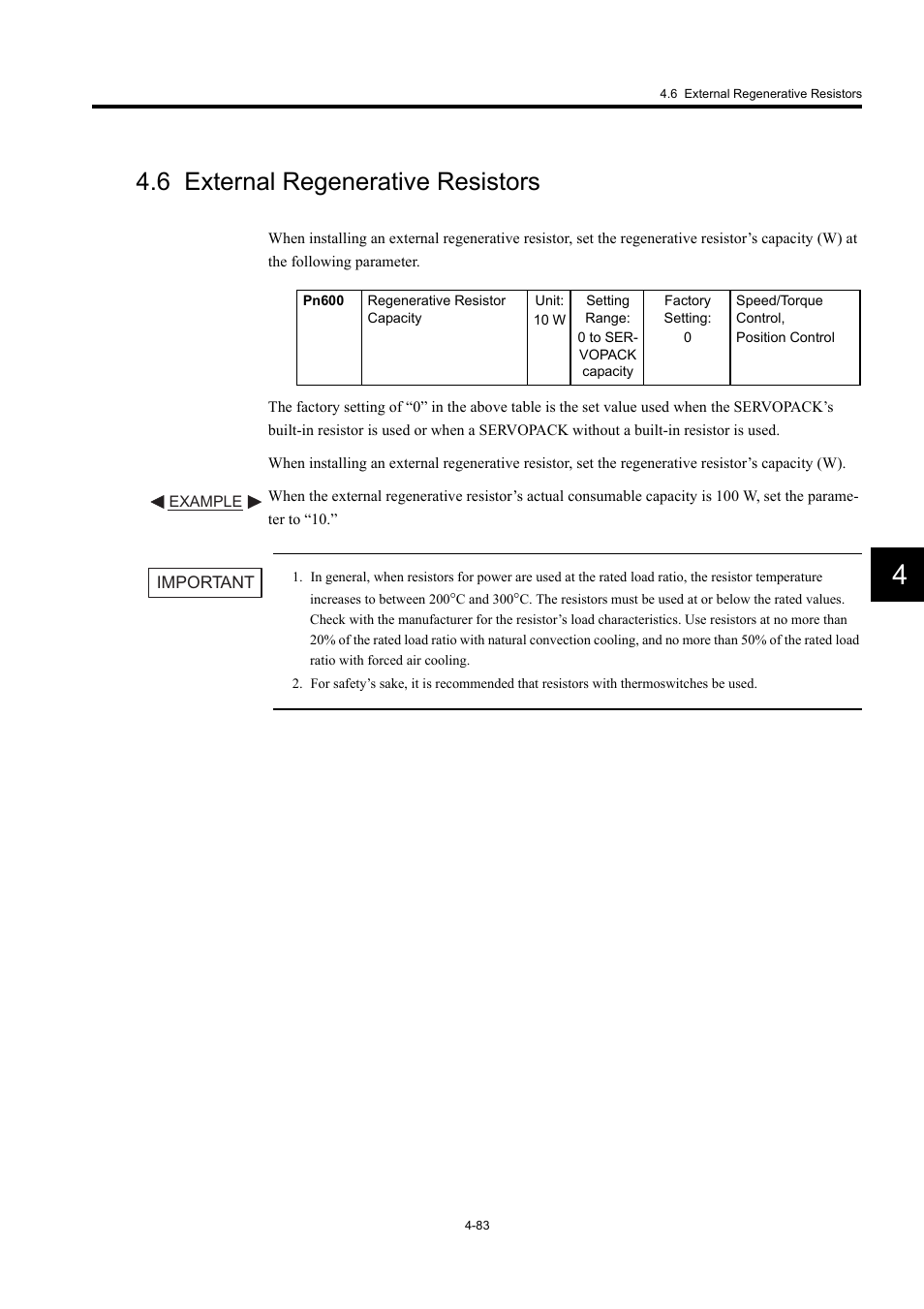 6 external regenerative resistors | Yaskawa Large Capacity Sigma II Series User Manual | Page 159 / 405