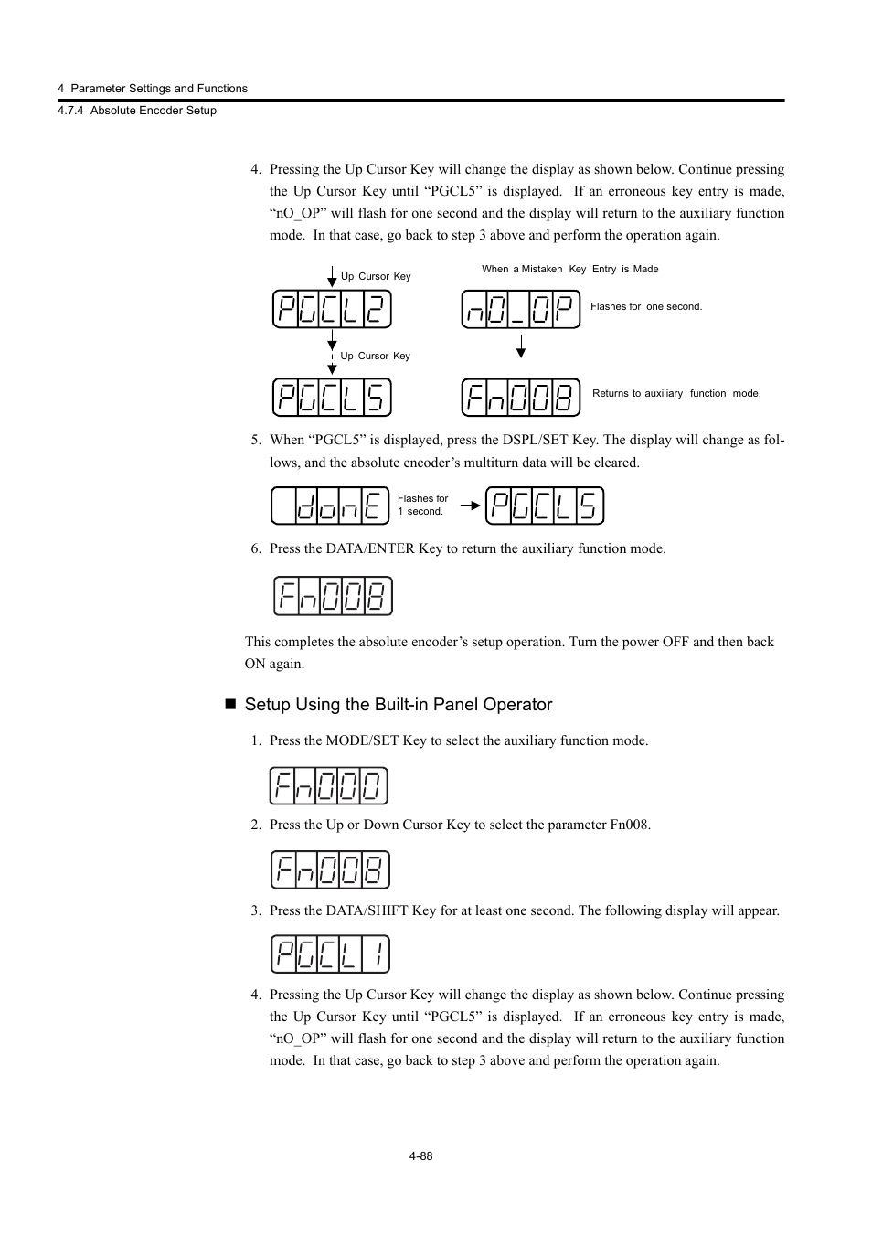 Setup using the built-in panel operator | Yaskawa Large Capacity Sigma II Series User Manual | Page 164 / 405