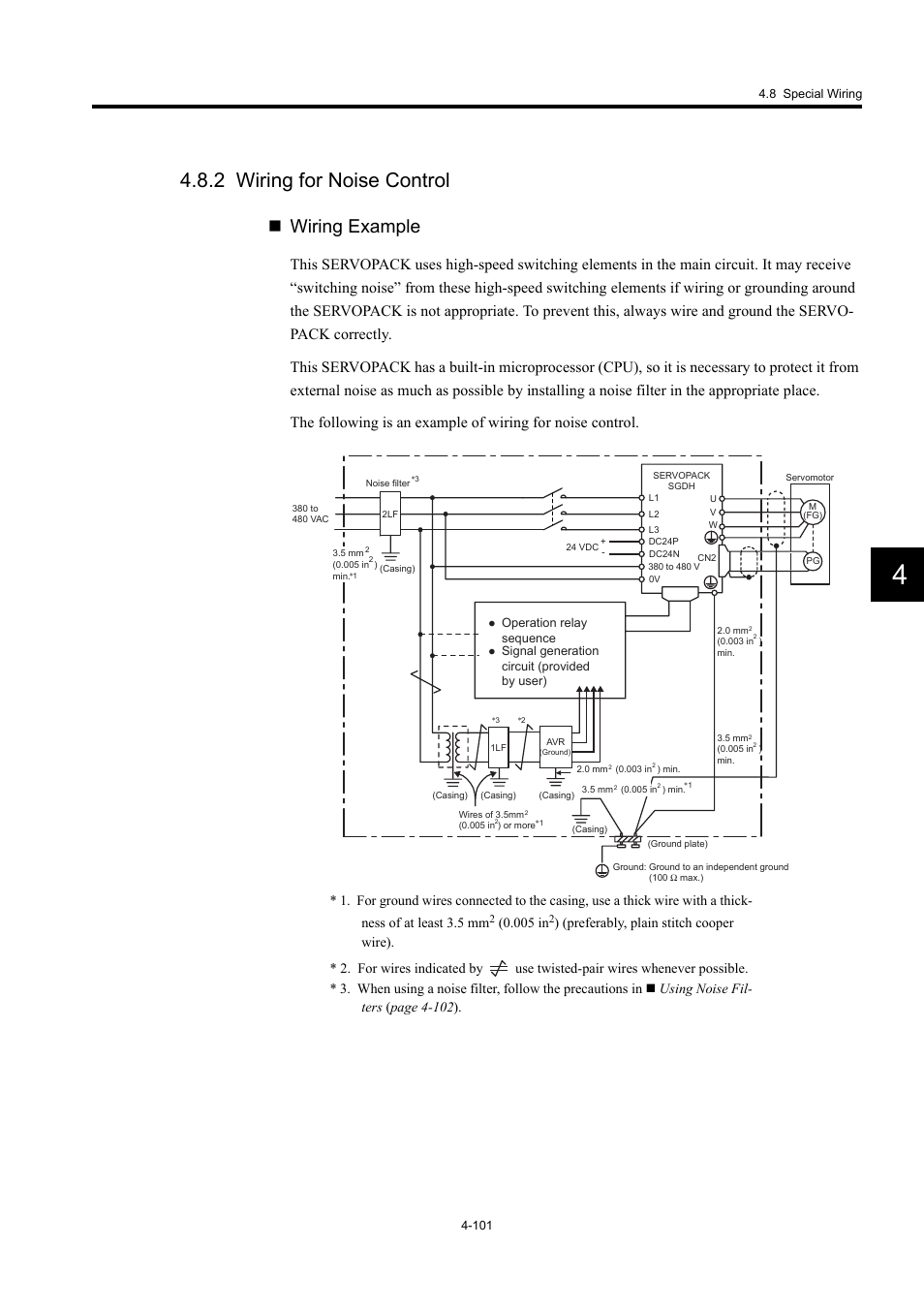 2 wiring for noise control, Wiring example, 005 in | Yaskawa Large Capacity Sigma II Series User Manual | Page 177 / 405