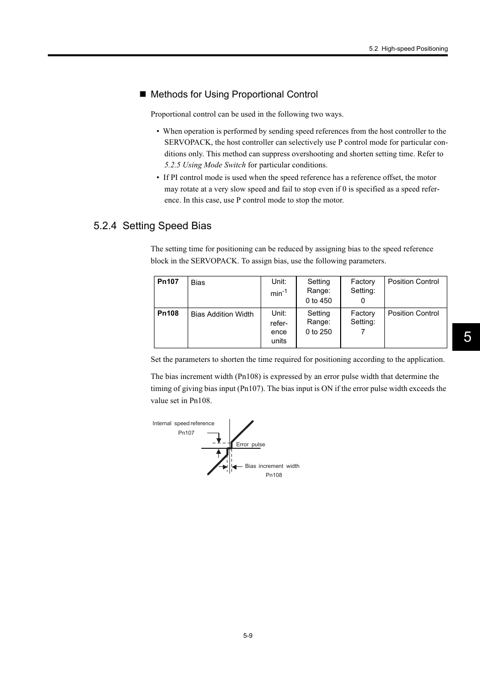 4 setting speed bias, Methods for using proportional control | Yaskawa Large Capacity Sigma II Series User Manual | Page 192 / 405