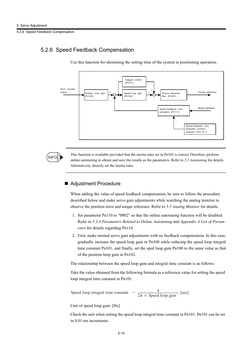 6 speed feedback compensation, Adjustment procedure | Yaskawa Large Capacity Sigma II Series User Manual | Page 197 / 405