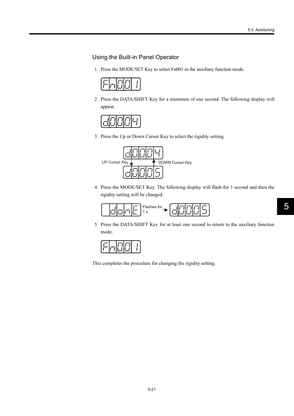 Using the built-in panel operator | Yaskawa Large Capacity Sigma II Series User Manual | Page 204 / 405