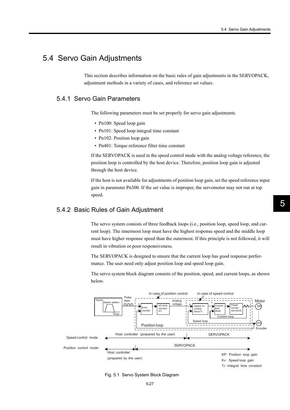 4 servo gain adjustments, 1 servo gain parameters, 2 basic rules of gain adjustment | Yaskawa Large Capacity Sigma II Series User Manual | Page 210 / 405