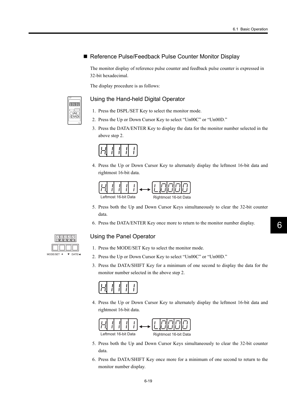 Using the hand-held digital operator, Using the panel operator | Yaskawa Large Capacity Sigma II Series User Manual | Page 239 / 405