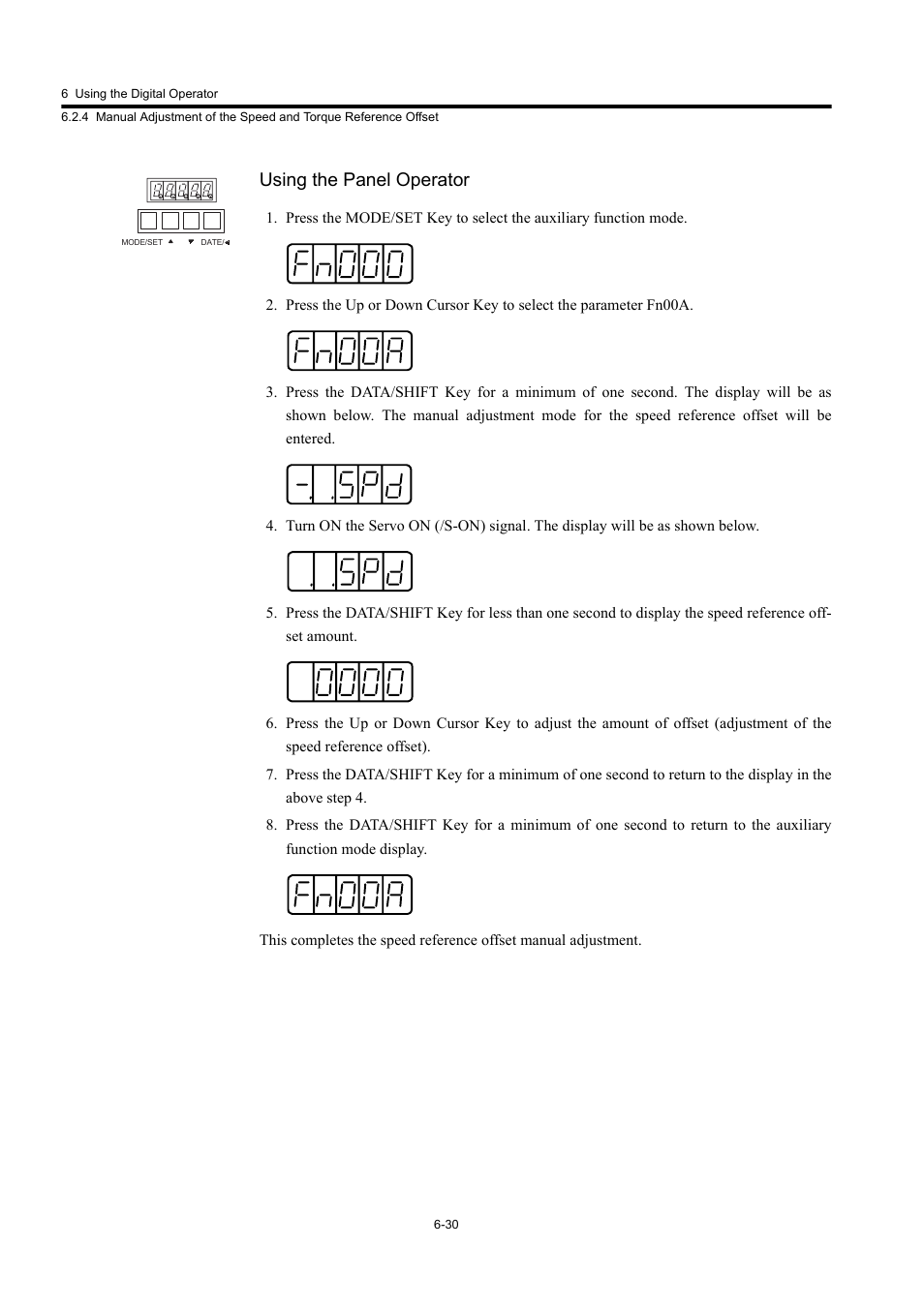 Using the panel operator | Yaskawa Large Capacity Sigma II Series User Manual | Page 250 / 405