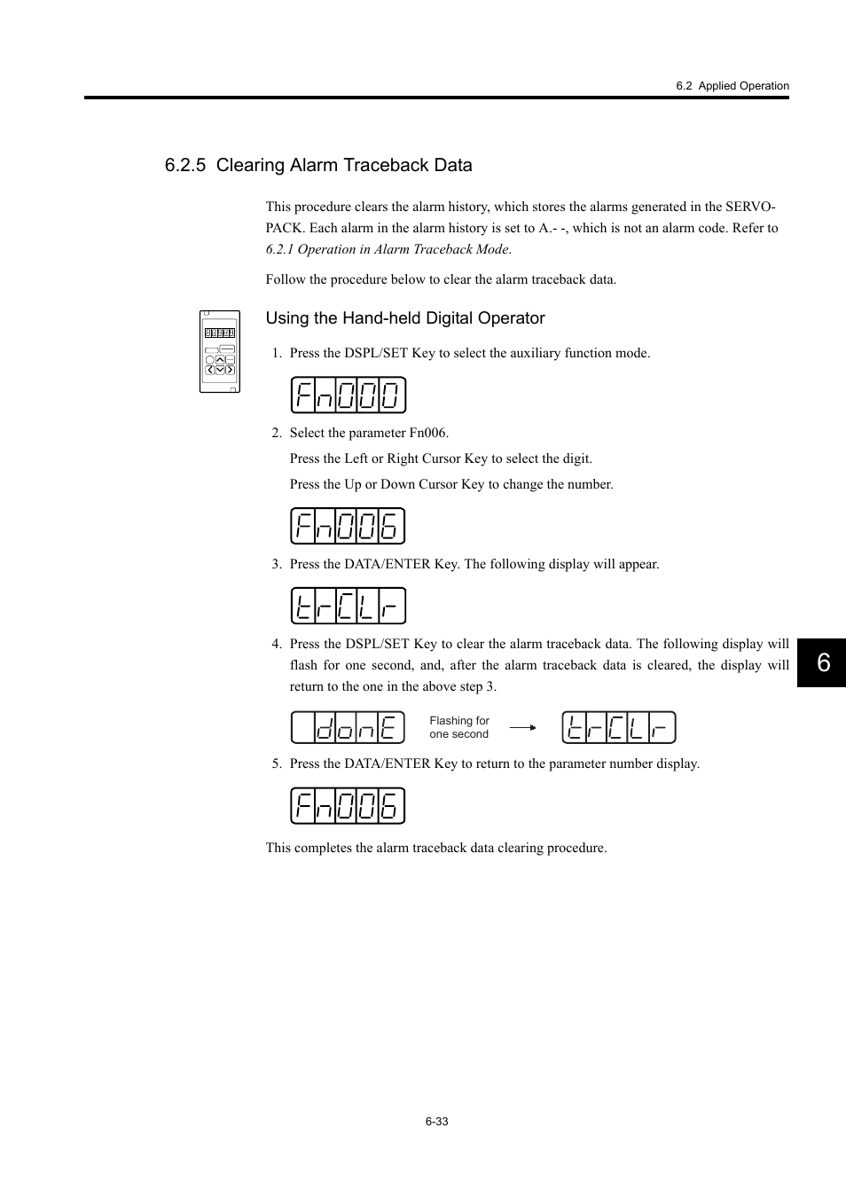 5 clearing alarm traceback data | Yaskawa Large Capacity Sigma II Series User Manual | Page 253 / 405