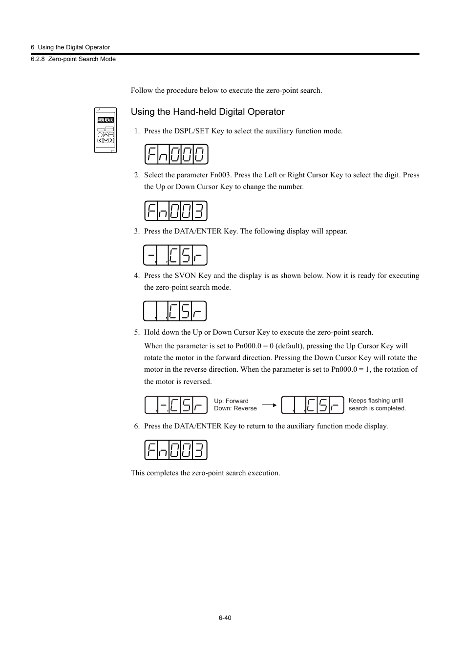 Using the hand-held digital operator | Yaskawa Large Capacity Sigma II Series User Manual | Page 260 / 405