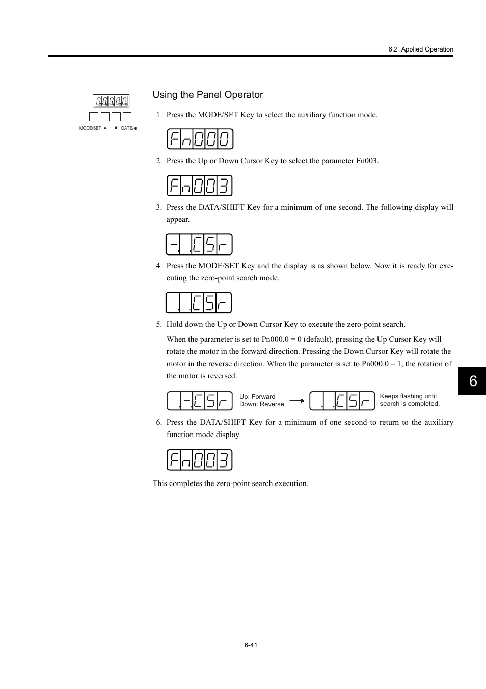 Using the panel operator | Yaskawa Large Capacity Sigma II Series User Manual | Page 261 / 405