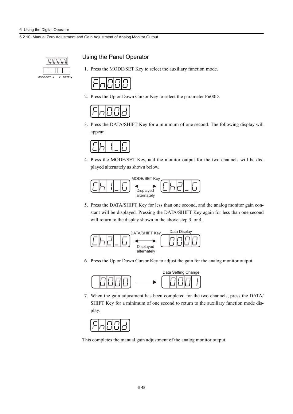 Using the panel operator | Yaskawa Large Capacity Sigma II Series User Manual | Page 268 / 405