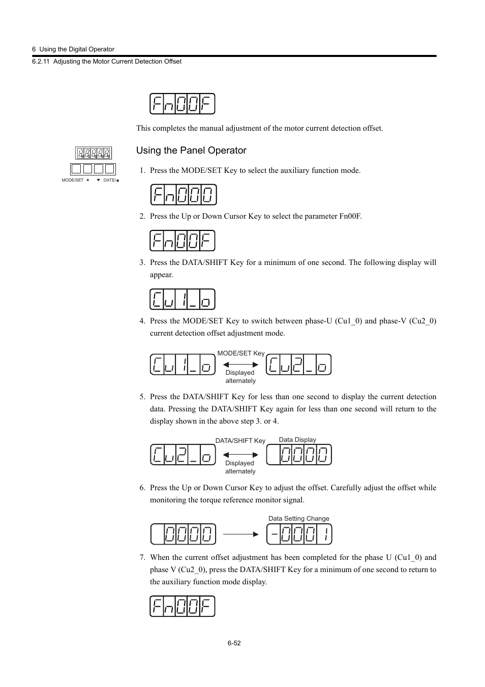 Using the panel operator | Yaskawa Large Capacity Sigma II Series User Manual | Page 272 / 405