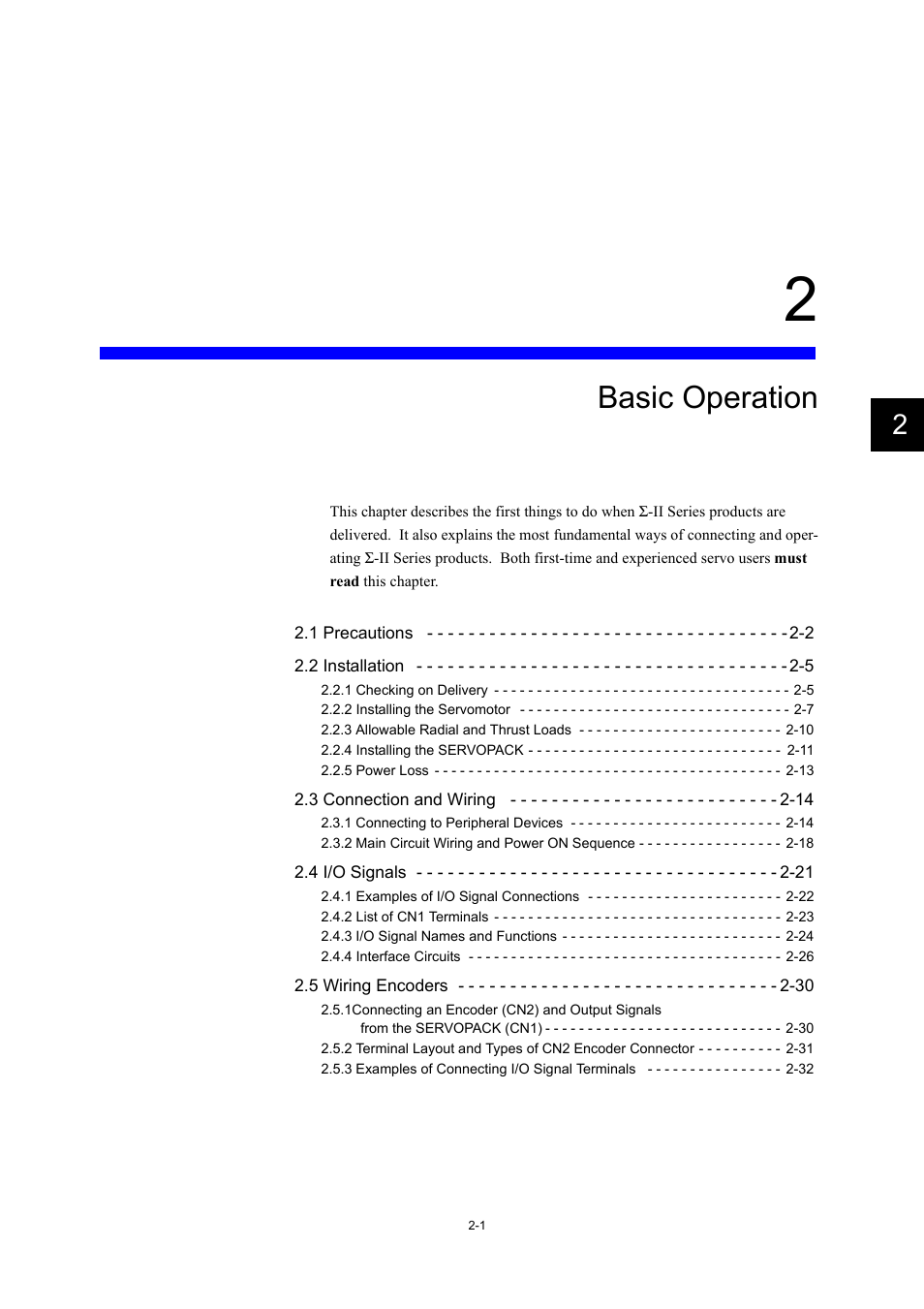 2 basic operation, Basic operation | Yaskawa Large Capacity Sigma II Series User Manual | Page 28 / 405