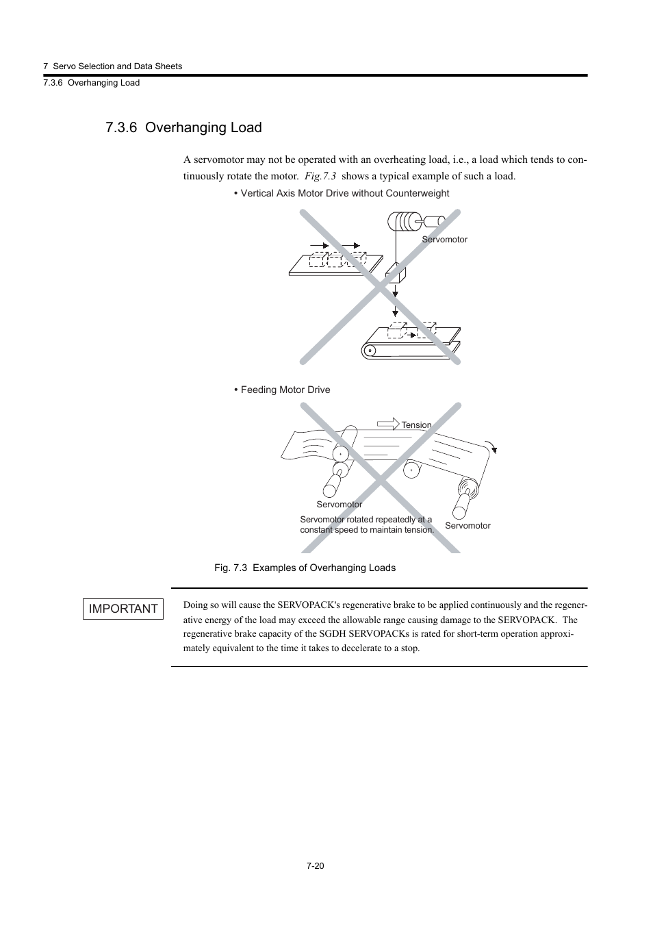 6 overhanging load | Yaskawa Large Capacity Sigma II Series User Manual | Page 296 / 405