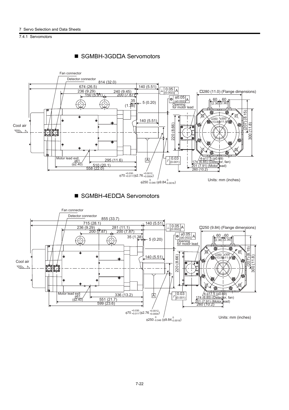 Sgmbh-3gda servomotors  sgmbh-4eda servomotors | Yaskawa Large Capacity Sigma II Series User Manual | Page 298 / 405